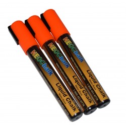 1/4" Chisel Tip Neon Liquid Chalk Marker - Orange 3 Pack